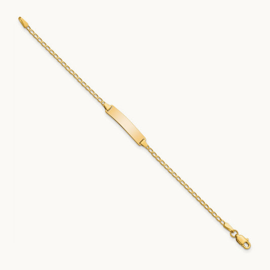 Flat Curb Link ID Bracelet, 14K