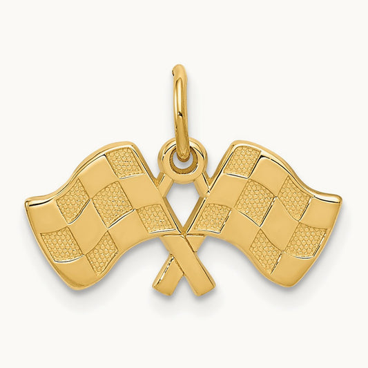 Racing Flags Charm, 14K