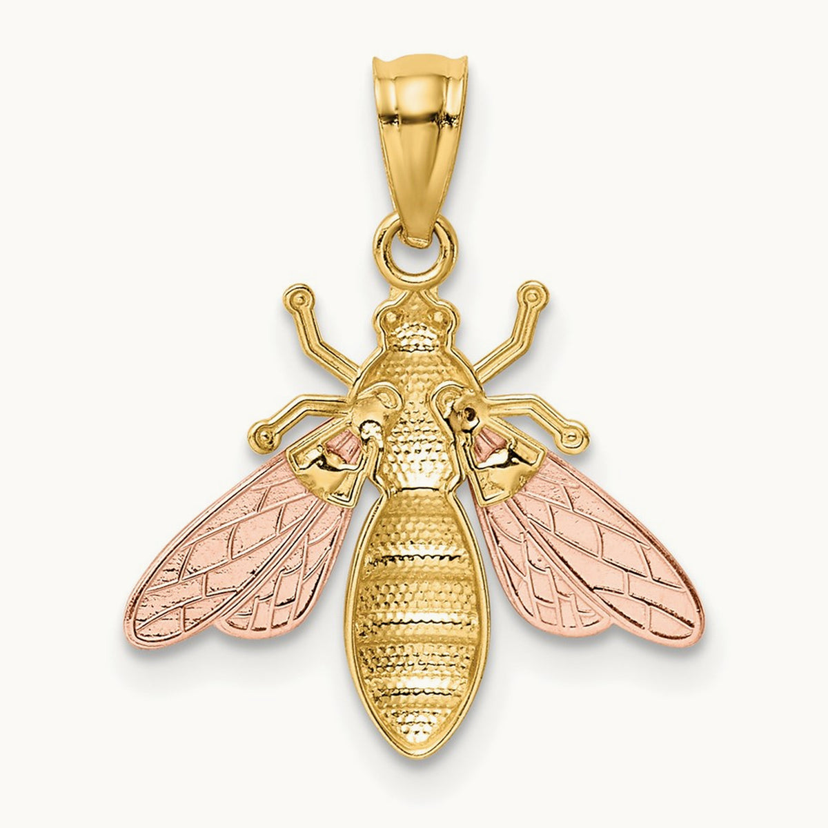 Polished Bee Pendant — 14K Two-Tone Gold, 20.4mm