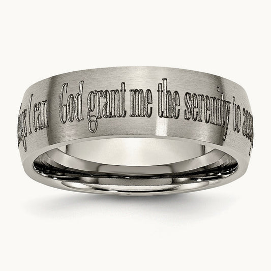 Brushed Serenity Prayer Laser Design Band — photo set