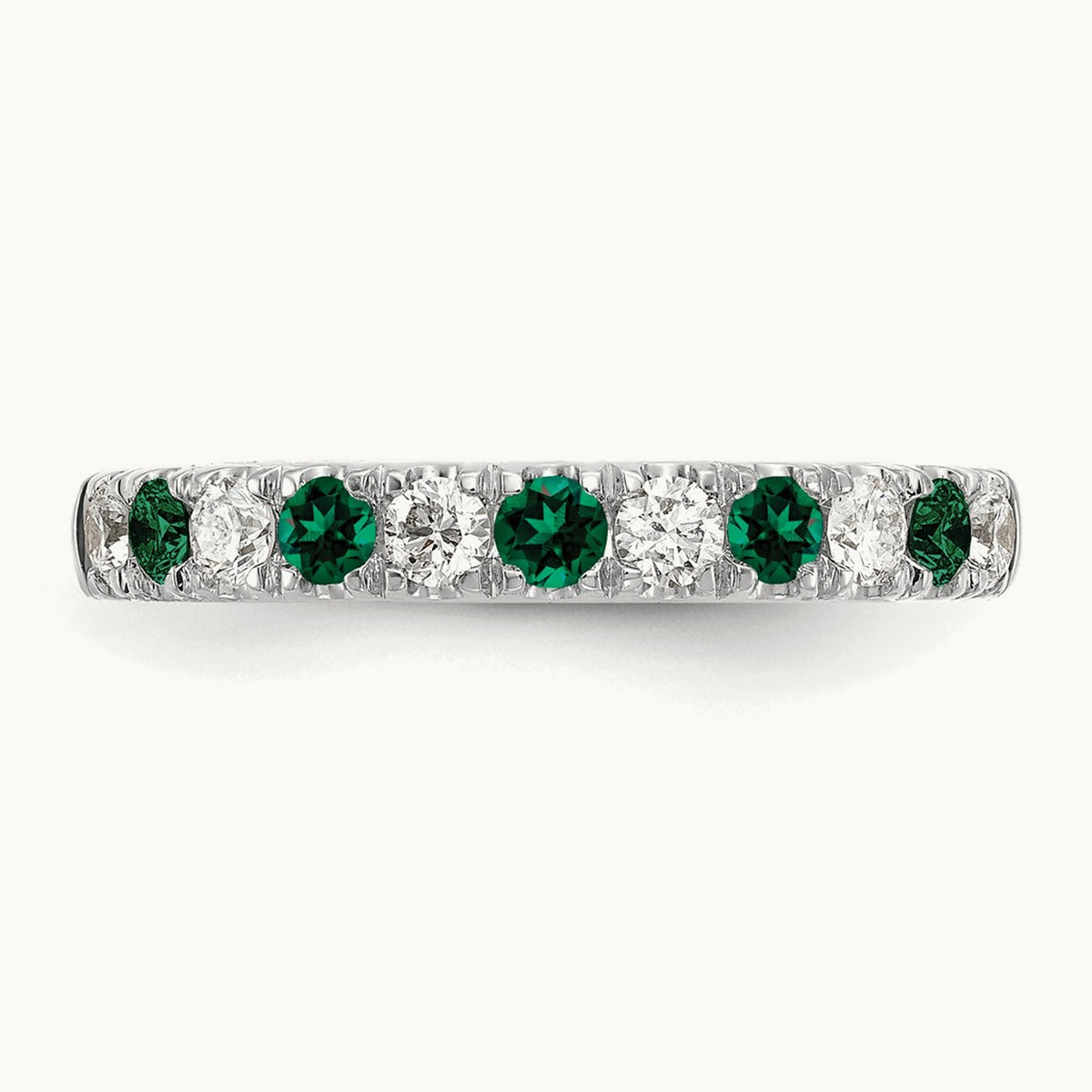 Created Emerald Band, 0.50 ct tw Lab-Grown Diamond