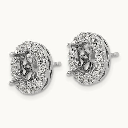 Oval Semi-Mount Halo Post Earrings, 0.50 ct tw Lab-Grown Diamond