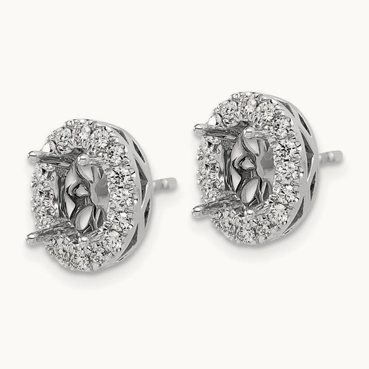 Oval Semi-Mount Halo Post Earrings, 0.50 ct tw Lab-Grown Diamond