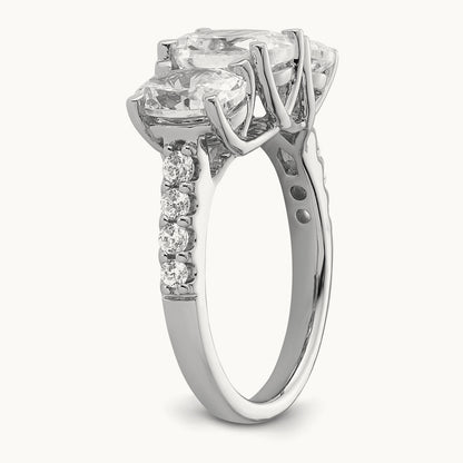 Oval Center Semi-Mount 3 Stone Engagement Ring, 0.10-0.25 ct tw Lab-Grown Diamond — 1/4 ct, VS/SI (Great), 14K White Gold