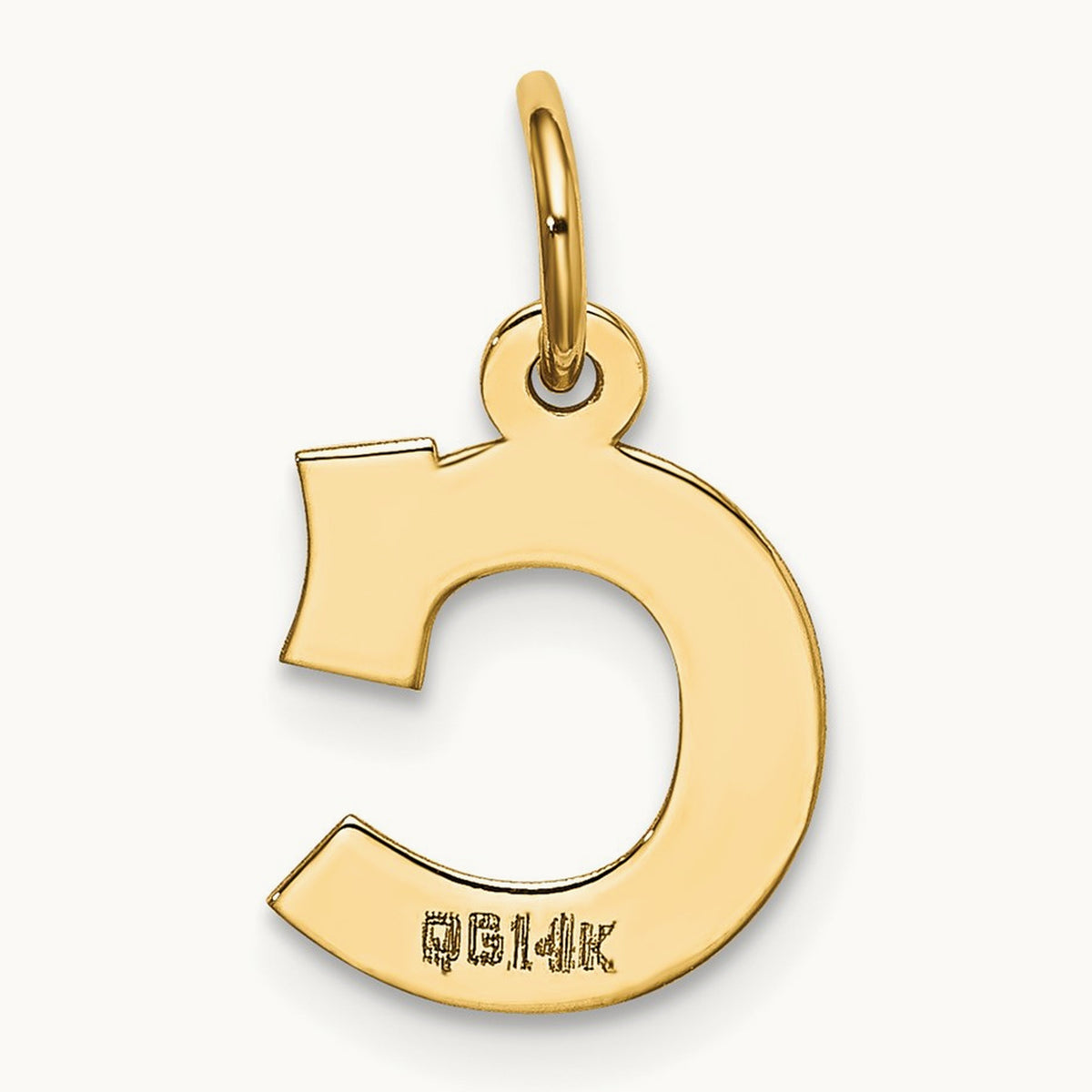 Small Block Initial Charm — 14K Yellow Gold, C