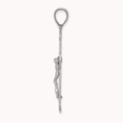 Polished Crucifix Pendant, 39mm in 14K White Gold