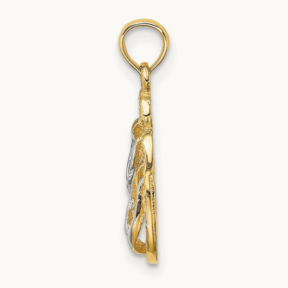 3D SANIBEL ISLAND Double Flip Flop Charm, 14K with White Rhodium