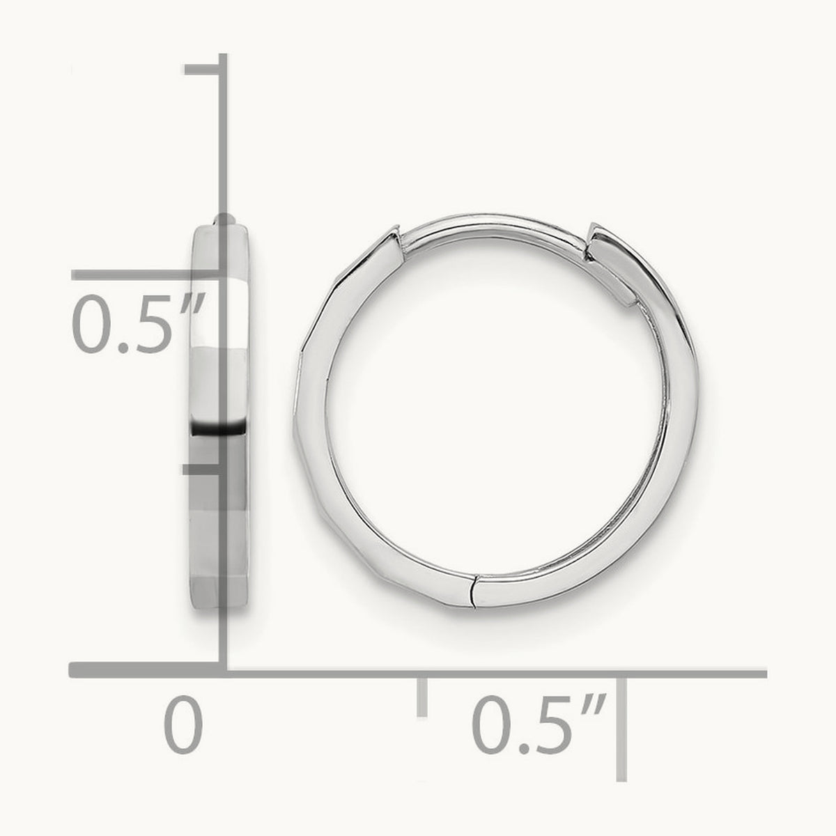 Polished and Diamond-cut Hinged Hoop Earrings — 14K White Gold