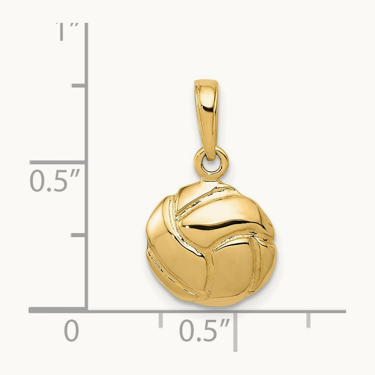 Solid Polished Open Back Volleyball Charm, 14K