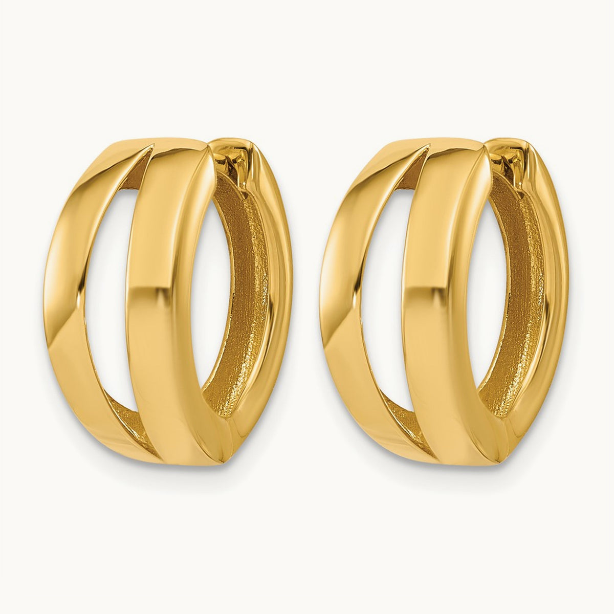 Polished Fancy Tapered Hinged Round Hoop Earrings, 14K — Leslie's