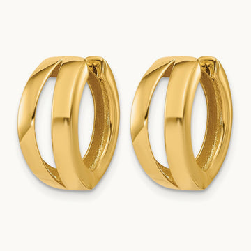 Polished Fancy Tapered Hinged Round Hoop Earrings, 14K — Leslie's