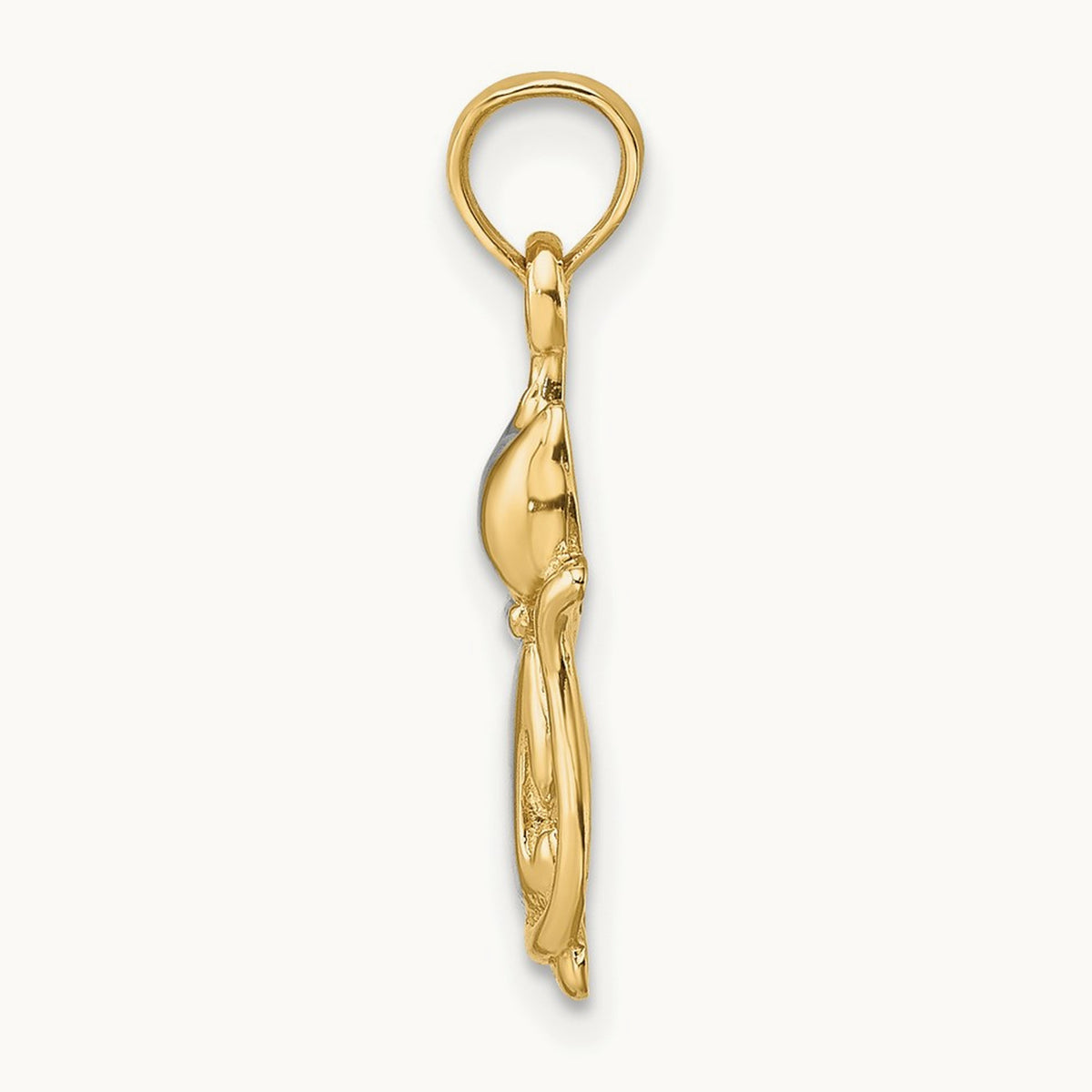 w/ Rhodium Polished Cat and Kitten Charm, 14K