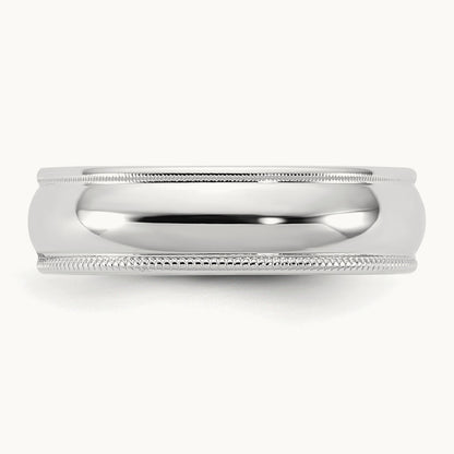 Milgrain Half Round Band, 5.5mm, 10K White Gold