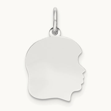 Plain Medium.035 Depth Facing Right Engravable Girl Charm — 22mm