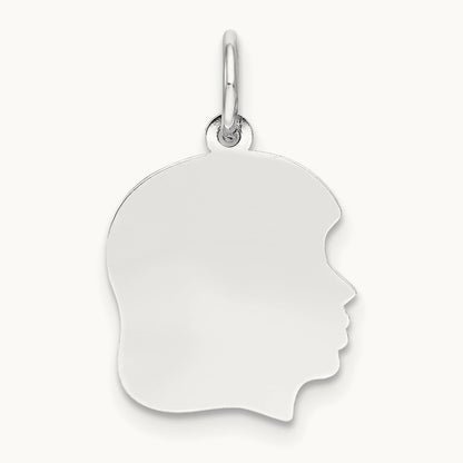 Plain Medium.035 Depth Facing Right Engravable Girl Charm — 22mm