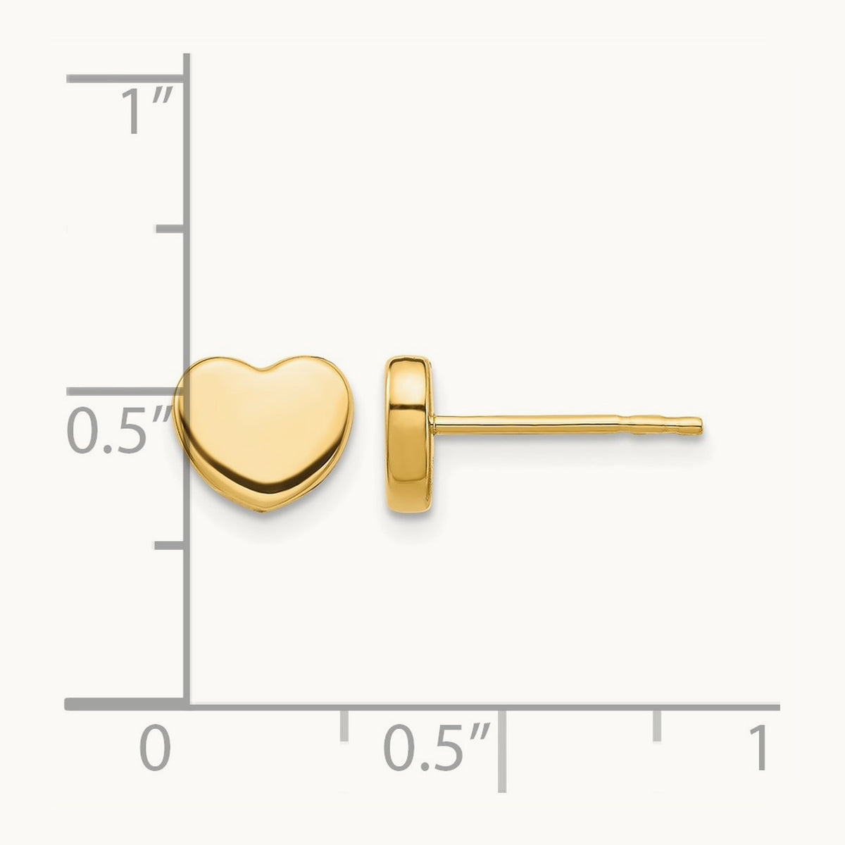 Polished Heart Post Earrings, 14K