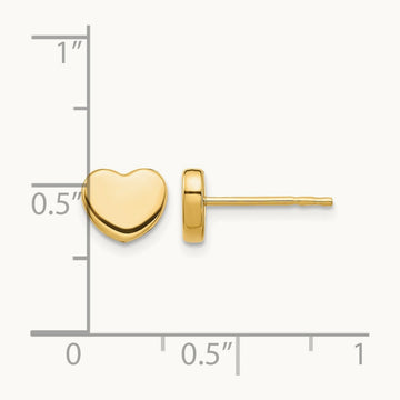 Polished Heart Post Earrings, 14K