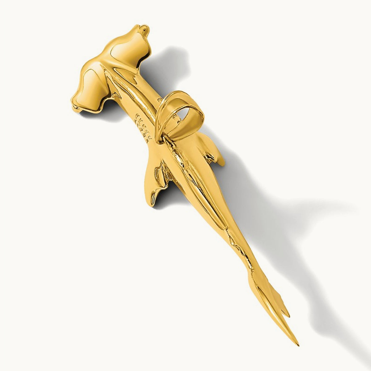 3-D Hammerhead Shark Charm, 14K