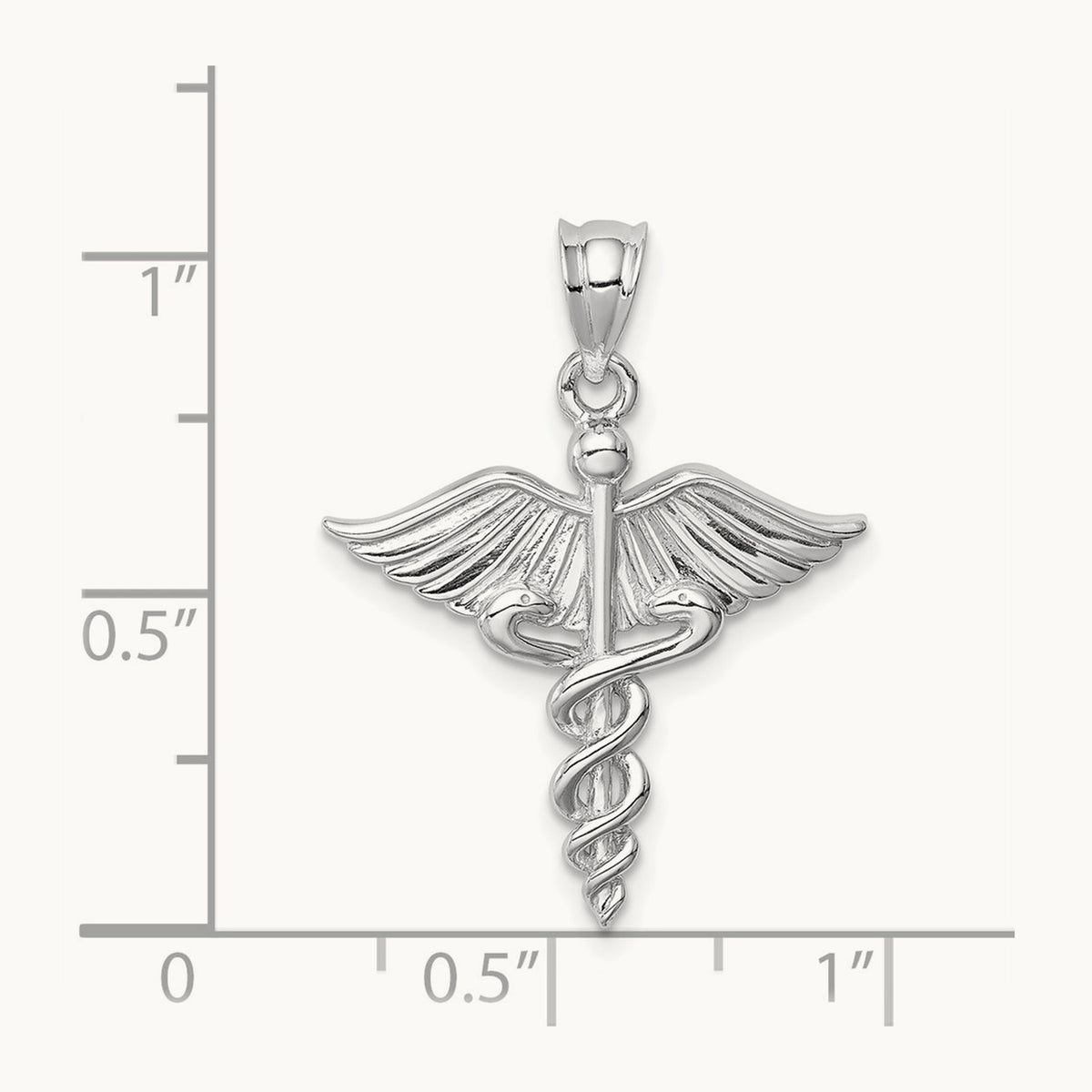 Polished 3-D Medical Pendant — 14K White Gold