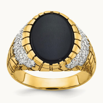IBGoodman Men's Onyx and Diamond Nugget Complete Ring, 14K