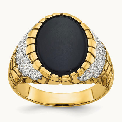 IBGoodman Men's Onyx and Diamond Nugget Complete Ring, 14K