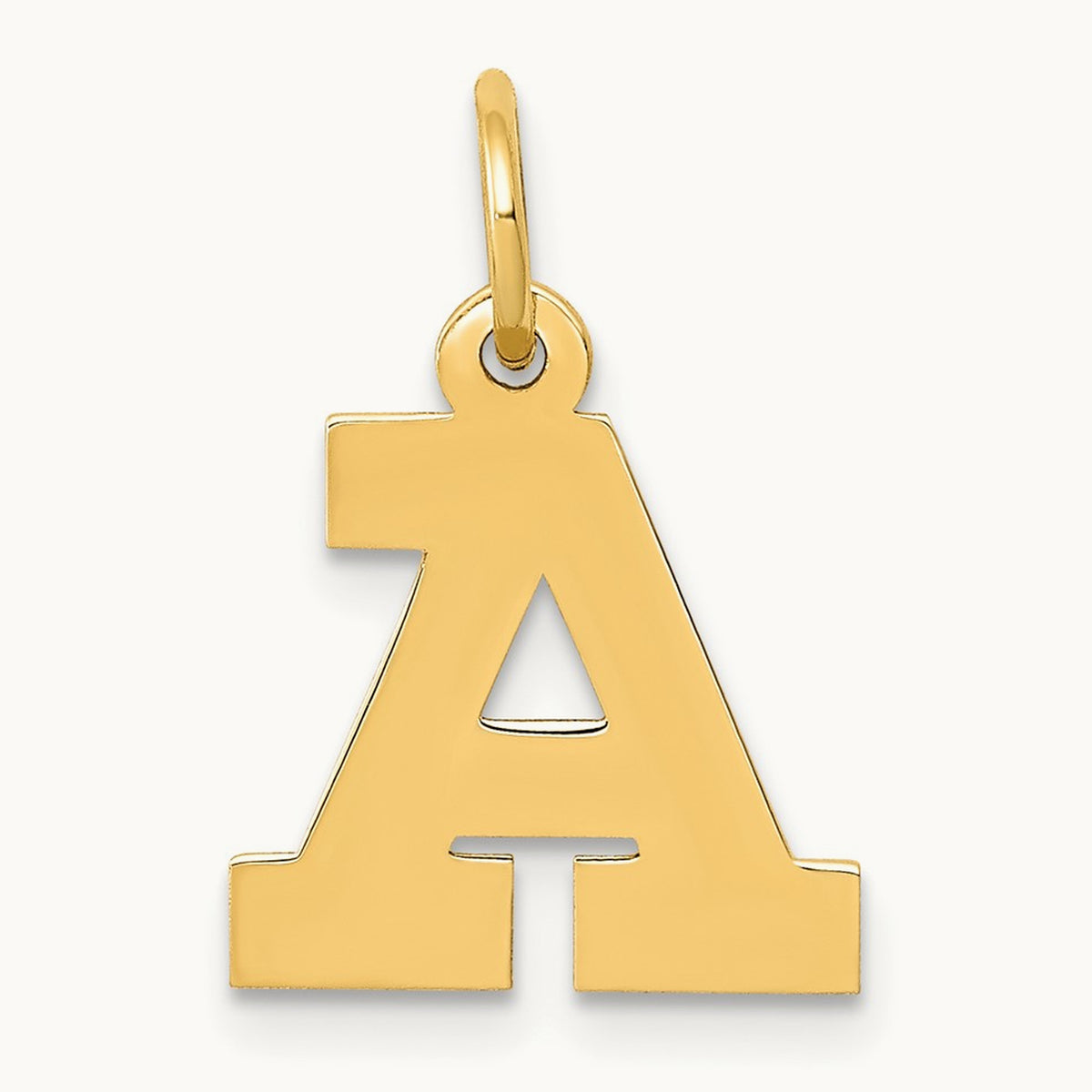 Small Block Initial Charm — 14K Yellow Gold, A