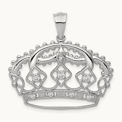 Diamond Crown Pendant, 14K White Gold