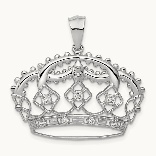 Diamond Crown Pendant, 14K White Gold