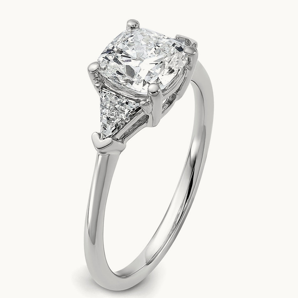1/2ct Lab Grown Dia VS+ F+ Triangle 1 1/2ct Cushion Semi Eng Ring, 14K White Gold