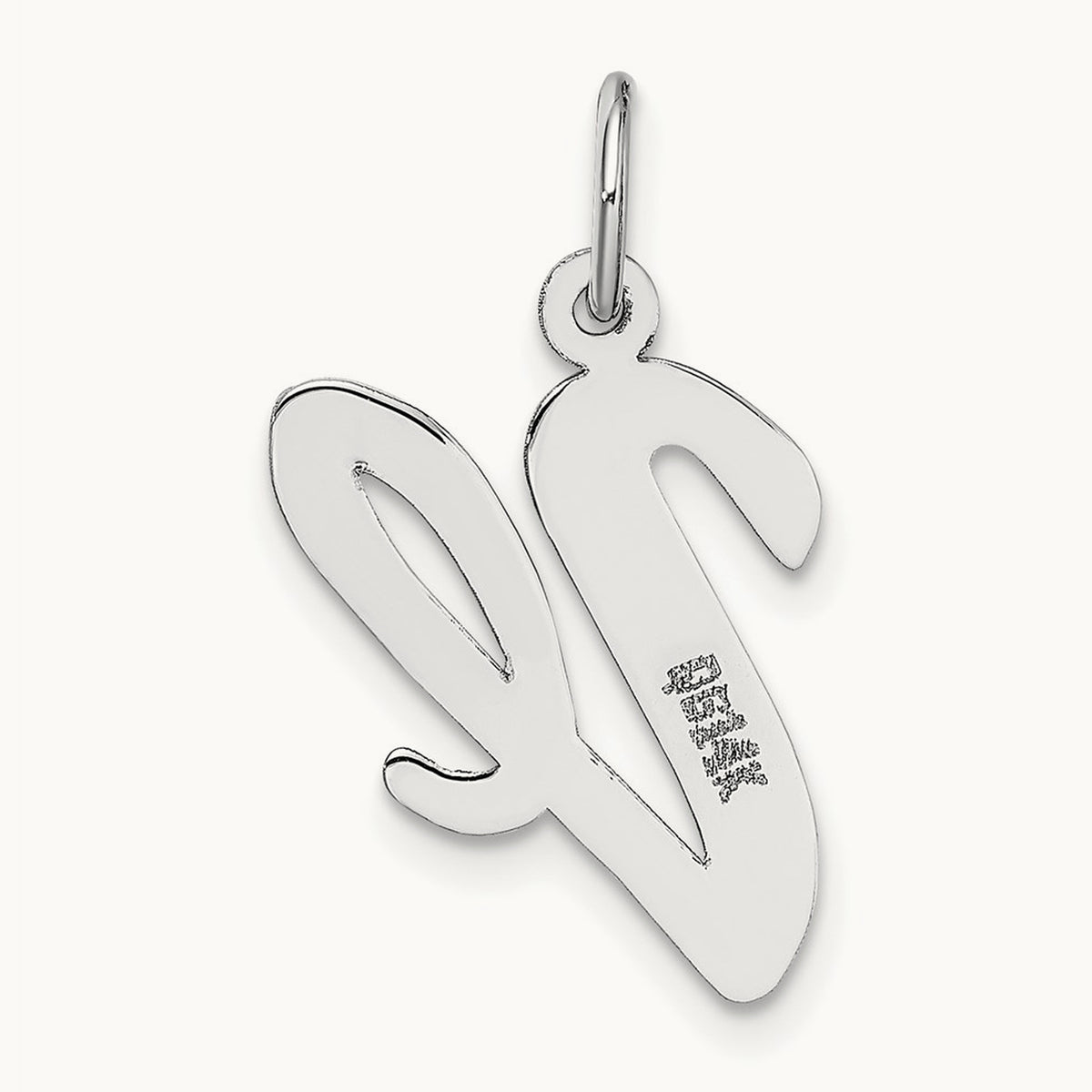 Large Script Initial Charm — 14K White Gold, V