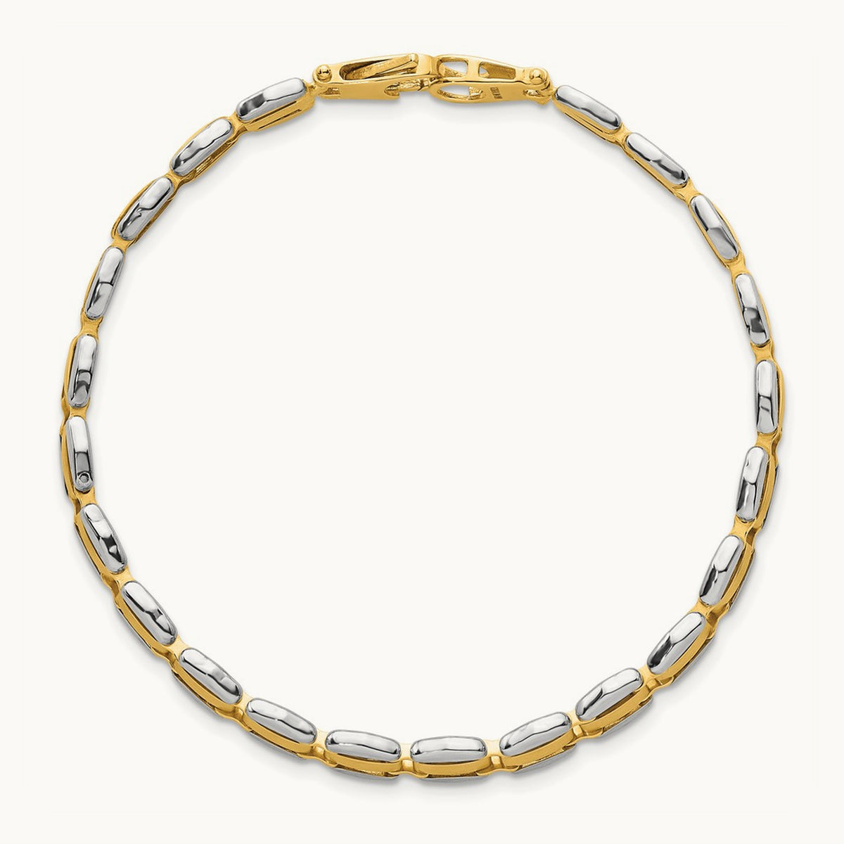 Polished 8in. Fancy Link Bracelet, 14K Two-tone