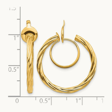 Twisted Non-pierced Hoop Earrings, 14K