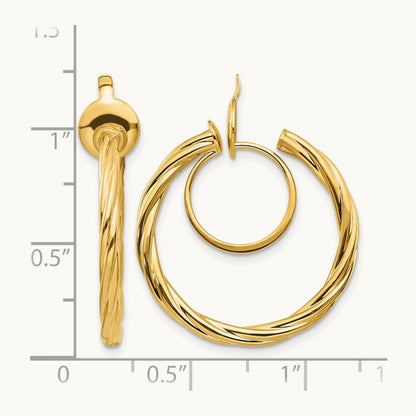 Twisted Non-pierced Hoop Earrings, 14K