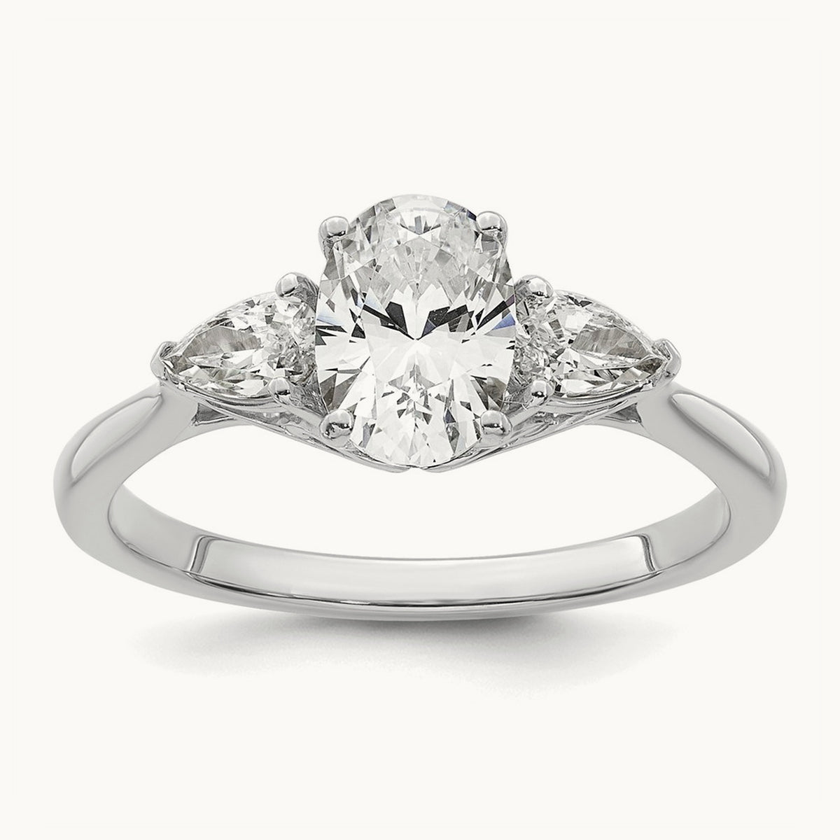Oval/Pear 3 Stone Engagement Ring, 1.25-3.50 ct tw Lab-Grown Diamond — 1 3/8 ct, 14K White Gold