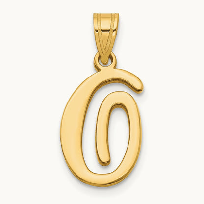 Script Letter O Initial Pendant, 14K