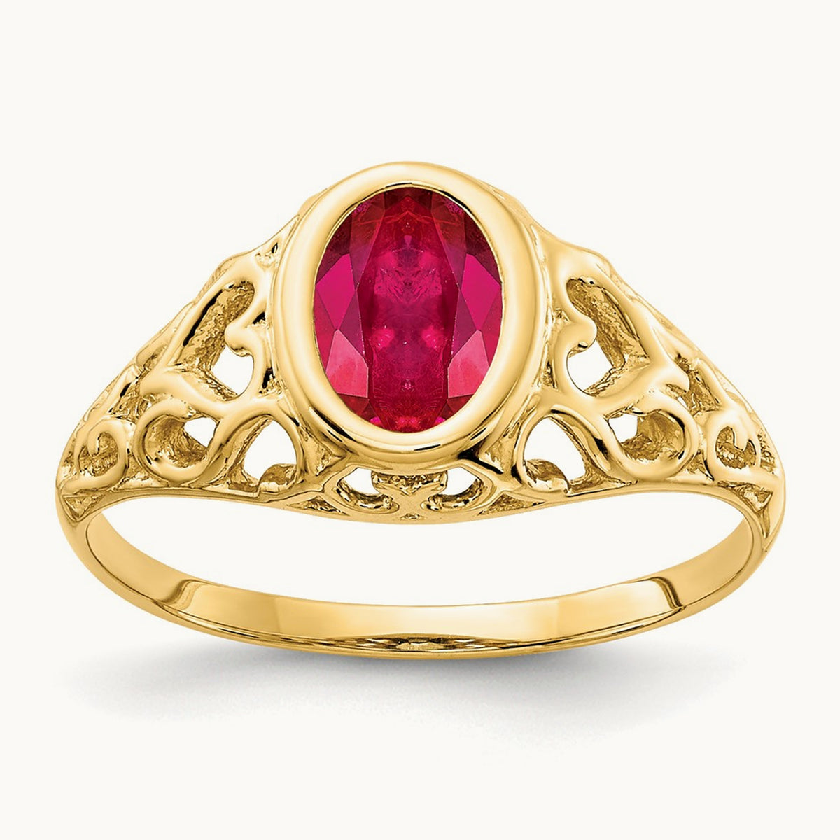 7x5mm Oval Ruby ring, 14K