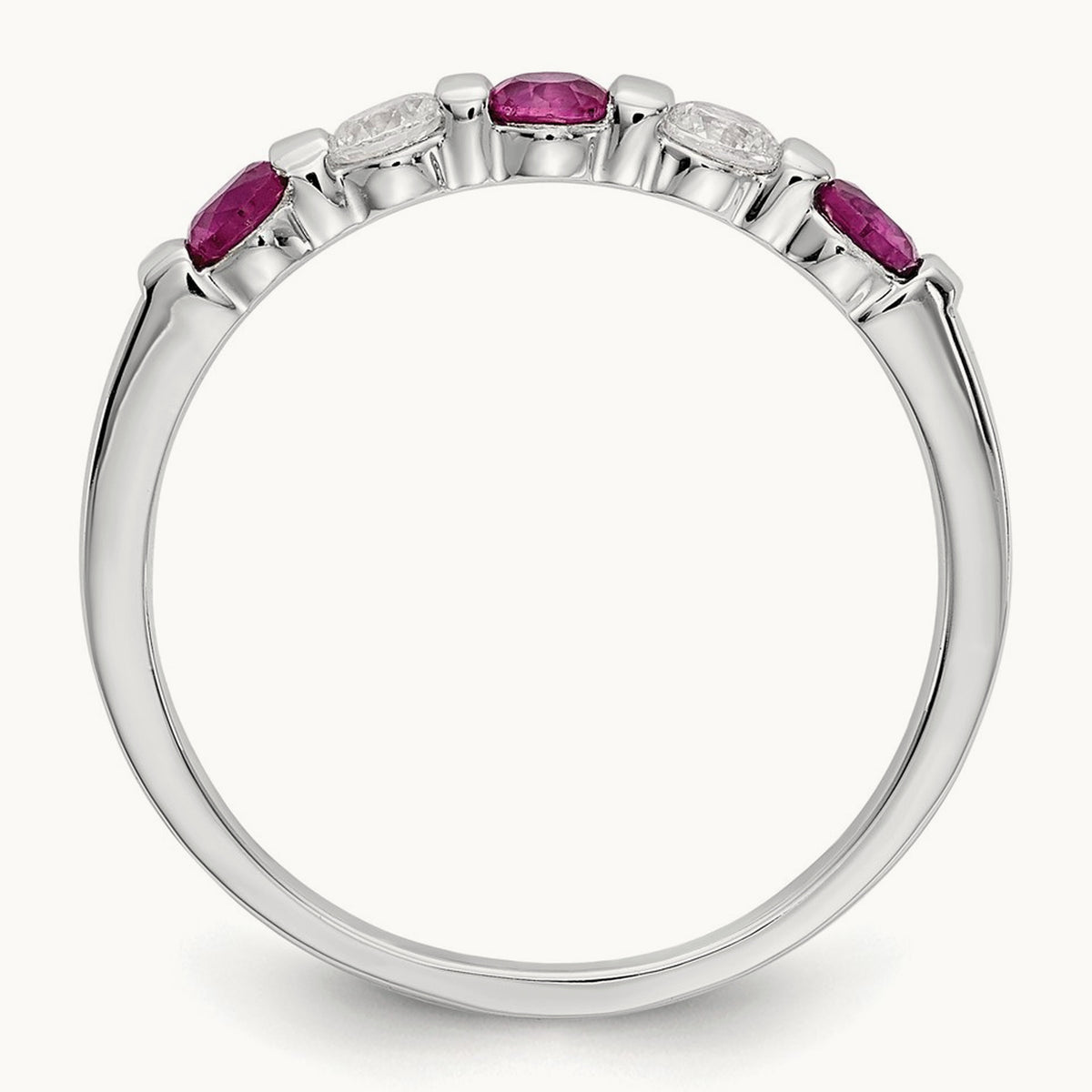 Diamond w/Ruby Band, 14K White Gold