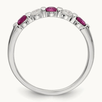 Diamond w/Ruby Band, 14K White Gold