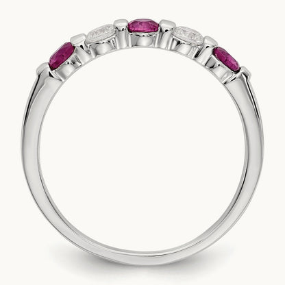 Diamond w/Ruby Band, 14K White Gold