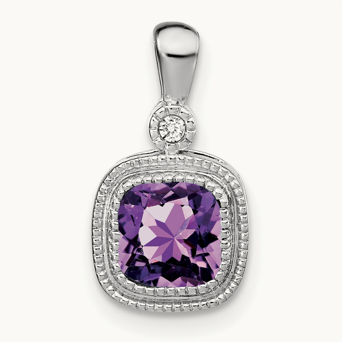 Cushion Amethyst and Diamond Pendant — photo set
