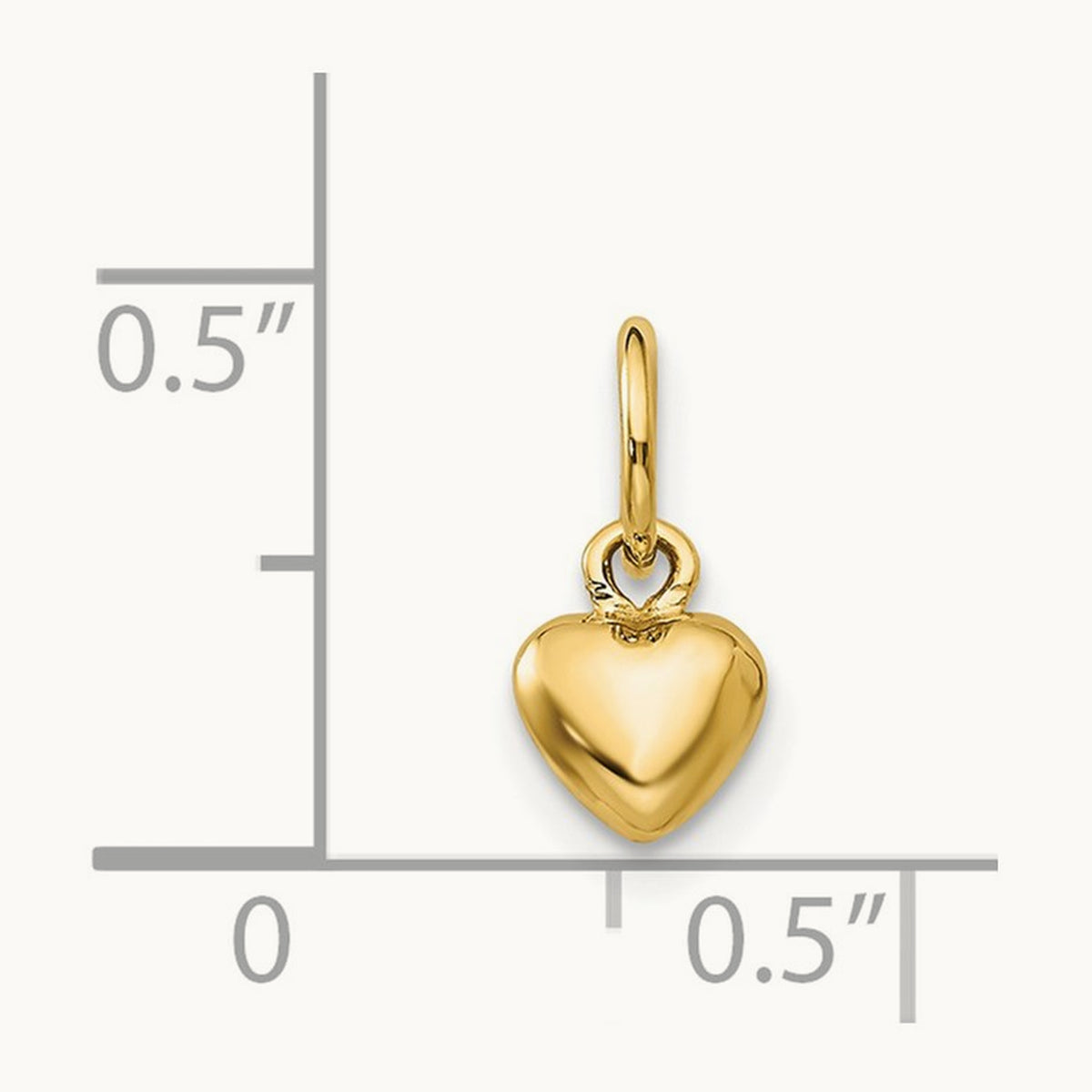 Polished 3-D Puffed Heart Charm, 14K