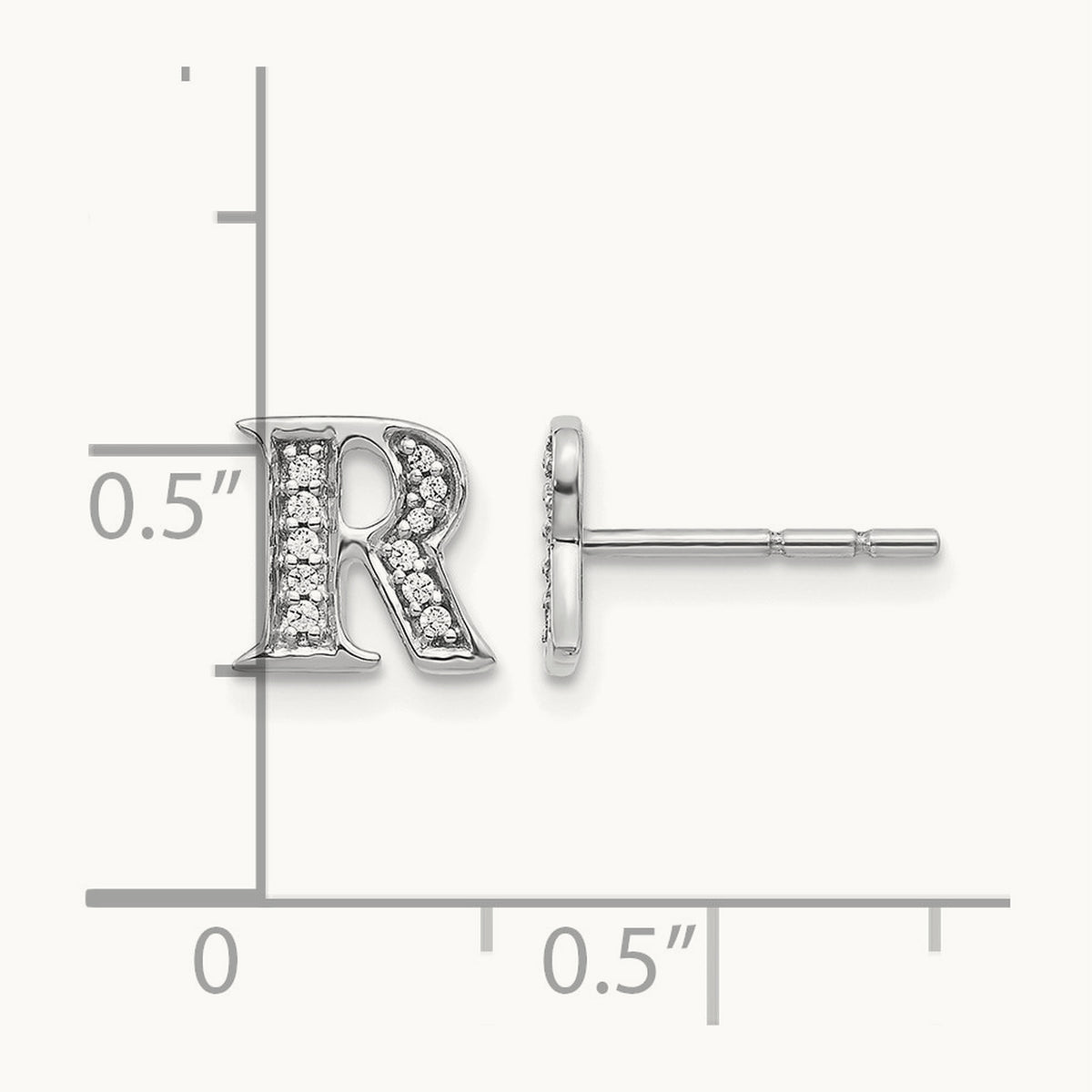 Diamond Earrings — 14K White Gold, 8mm, R