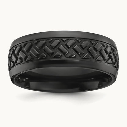 Black Zirconium Polished Grooved Band, 8mm