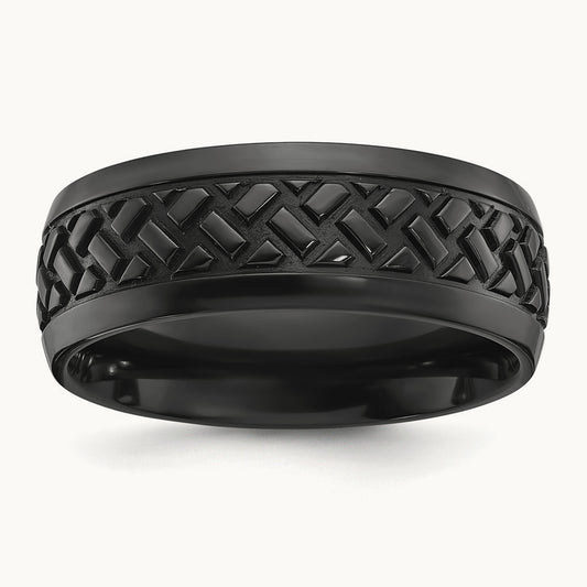 Black Zirconium Polished Grooved Band, 8mm