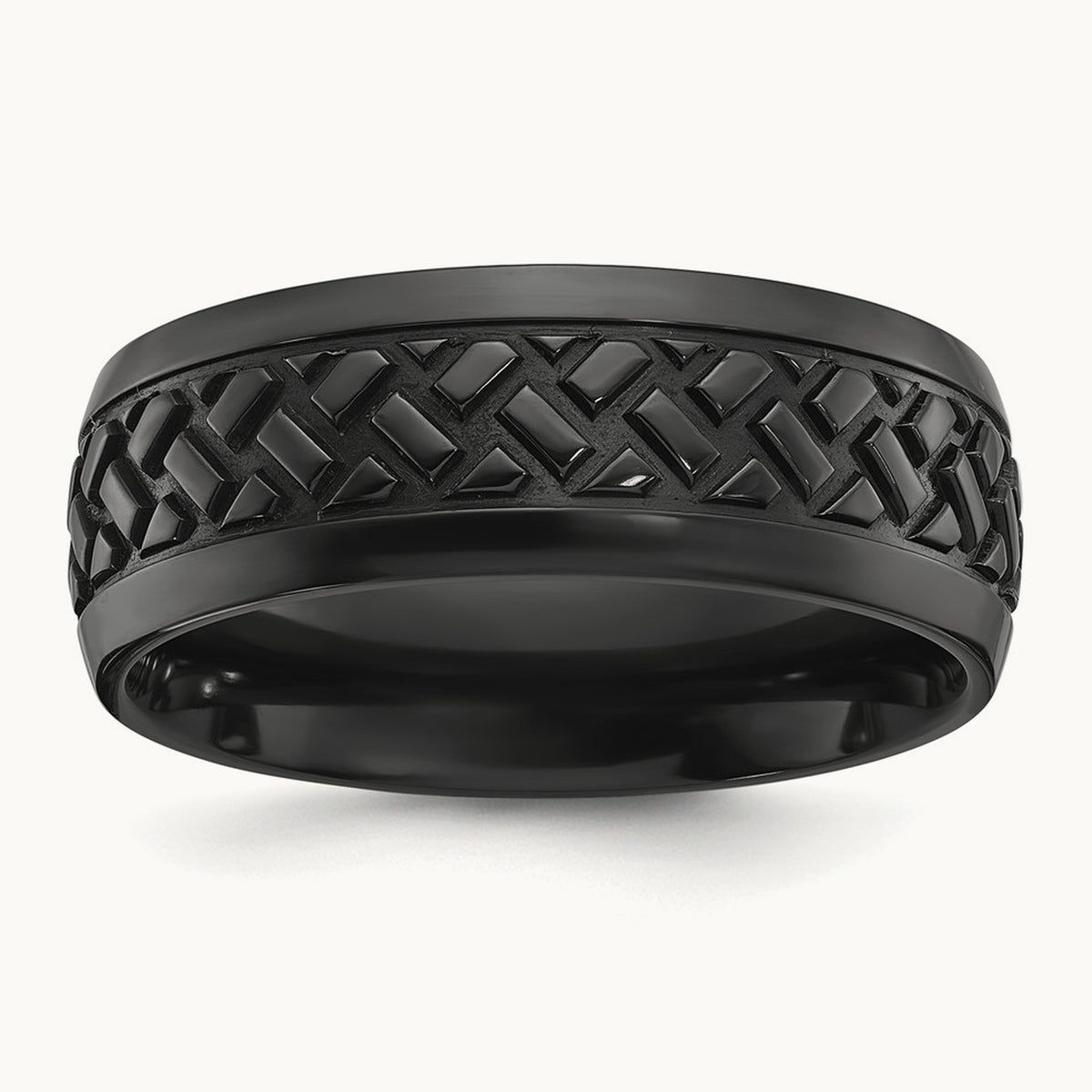 Black Zirconium Polished Grooved Band, 8mm