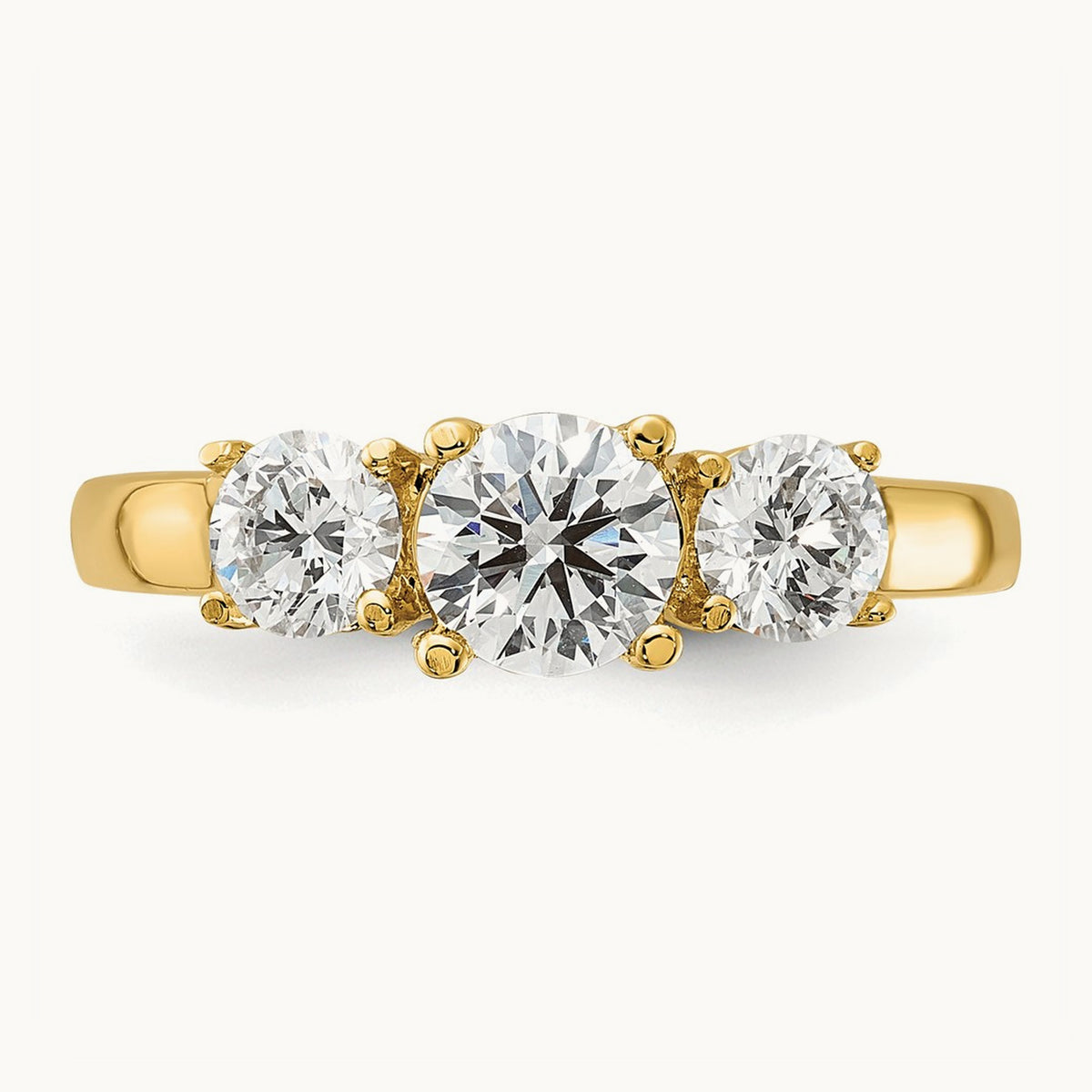3 Stone Engagement Ring, 0.75-1.50 ct tw Lab-Grown Diamond — 1 1/2 ct, 14K Yellow Gold