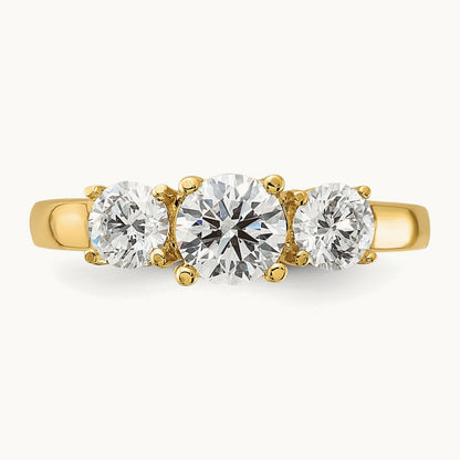 3 Stone Engagement Ring, 0.75-1.50 ct tw Lab-Grown Diamond — 1 1/2 ct, 14K Yellow Gold