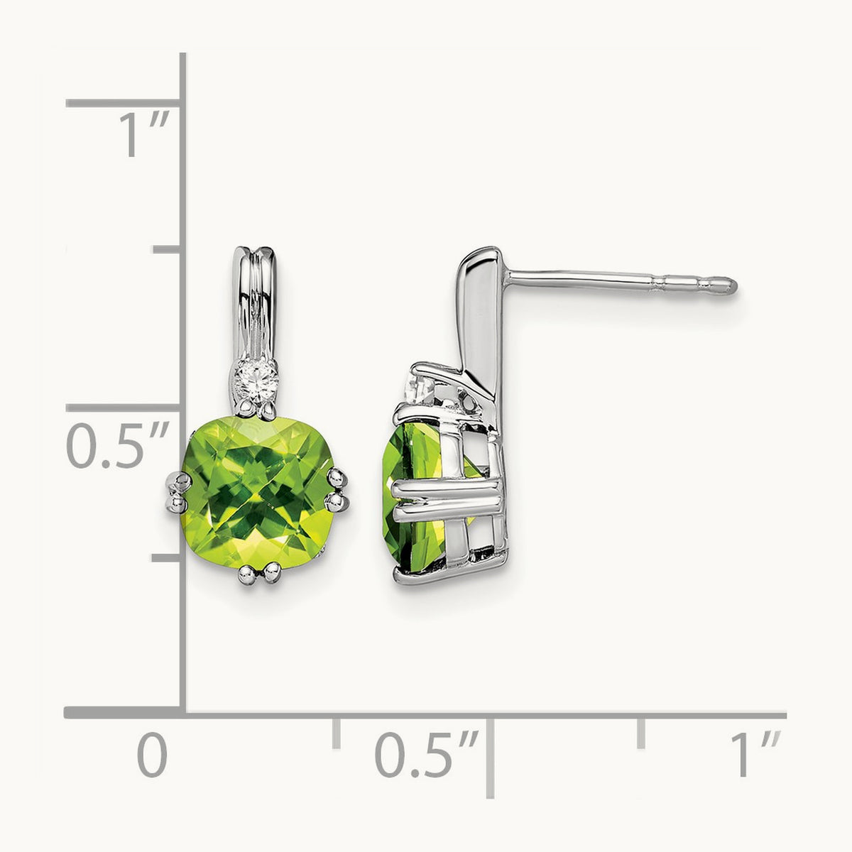 Cushion Peridot and Diamond Earrings — photo set