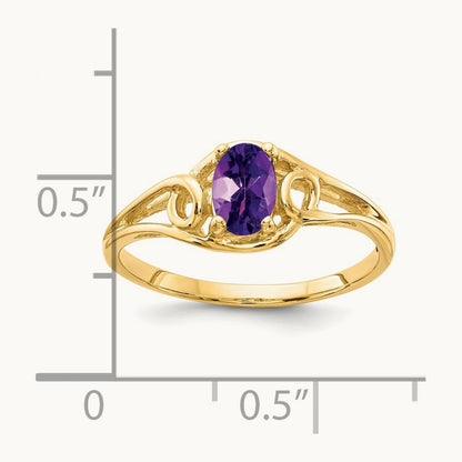 6x4mm Oval Amethyst ring, 14K