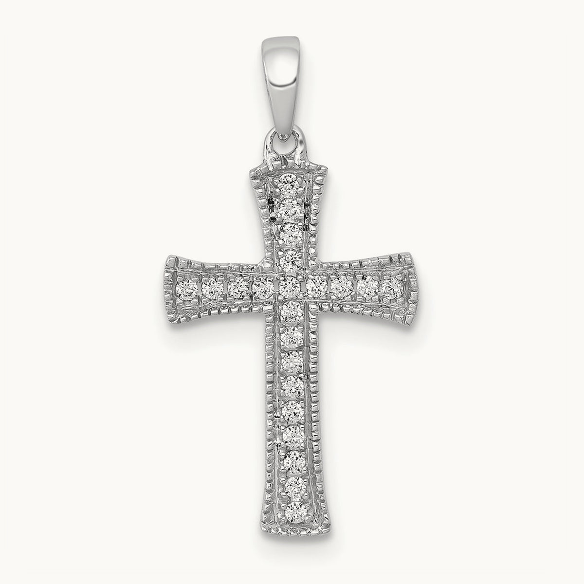 1/10ct. Diamond Cross Pendant — 14K White Gold, 22.5mm, 0.11 ct